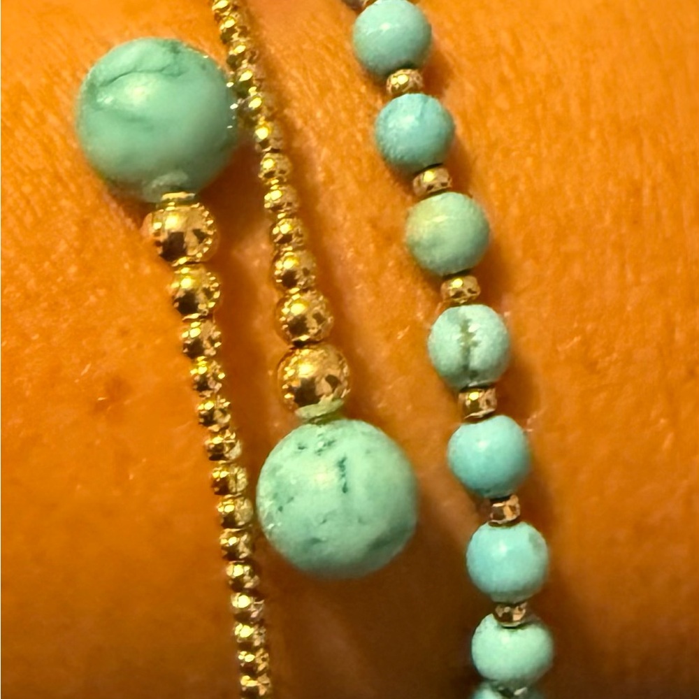 Blue and Gold Bracelet Set with Unique Bead Designs
All 14k gold